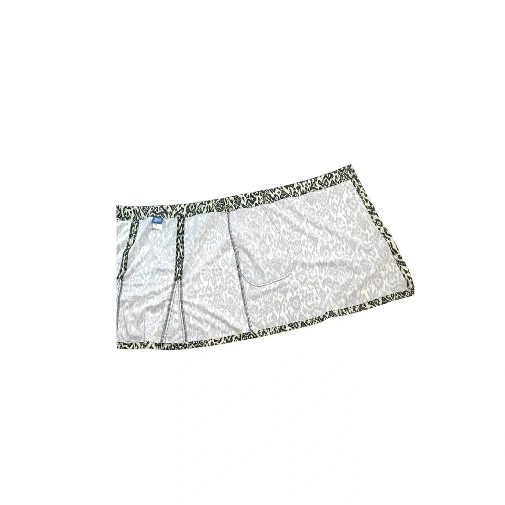 Ripskirt Hawaii Wrap Skirt Ikat Print Velcro Travel Beach Black Cream Size L